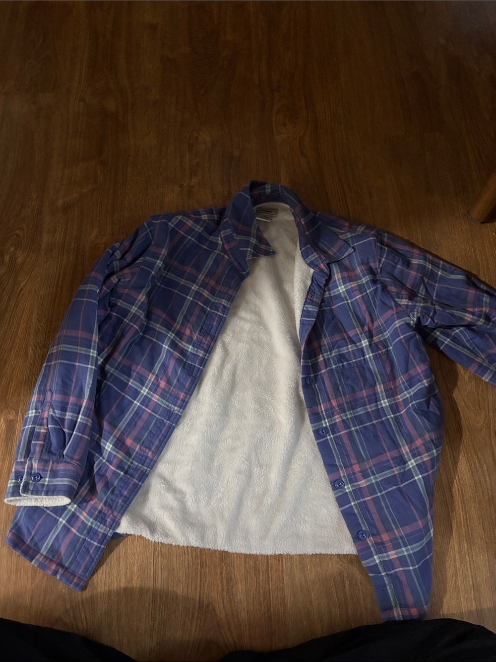 L.L. Bean Blue Plaid Sherpa-Lined Kids Jacket